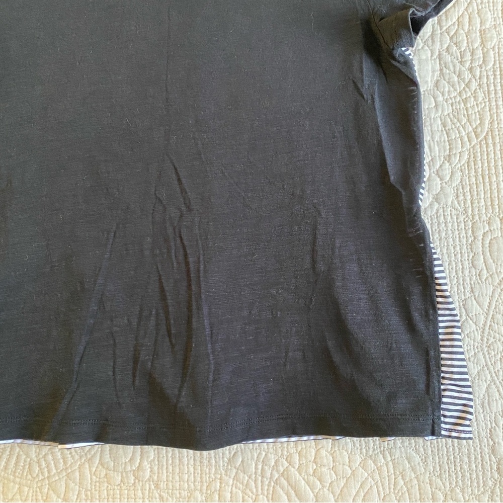 KATE SPADE Broome Street Black Short Sleeve Striped Ruffle Back T-shirt Medium - Picture 7 of 9